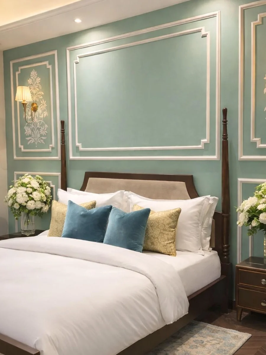 Premium King Room with panelled sage walls